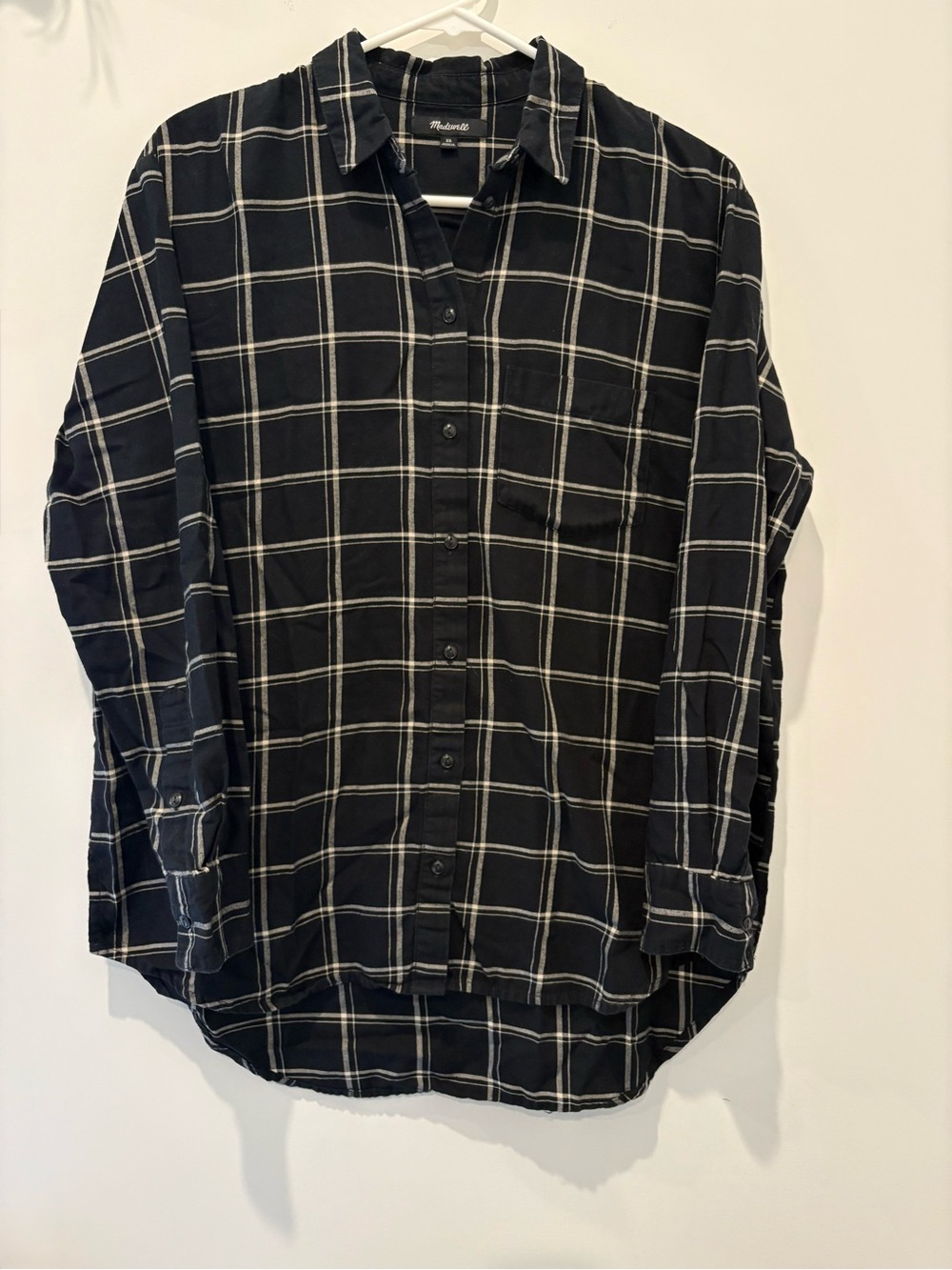 Madewell Black Windowpane Plaid Button-Down Shirt